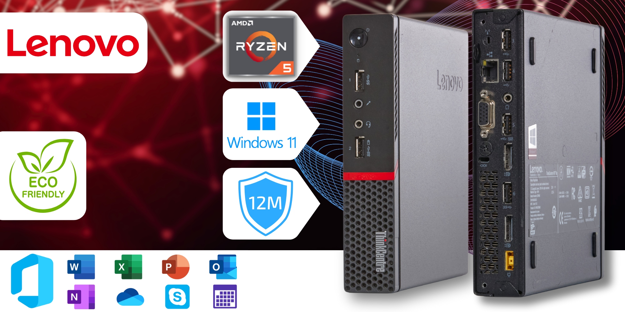 Lenovo Thinkcentre M715q AMD Ryzen 5 16GB DDR3 512GB SSD Windows